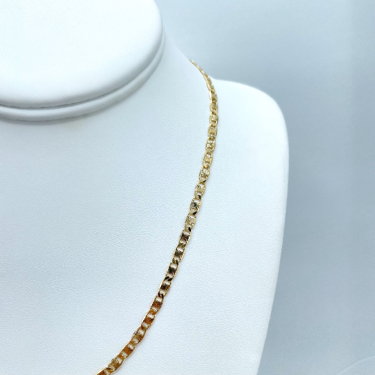 18k Gold Filled 4mm Thin Flat Mariner Link Chain 18.5 Inches Long Necklace