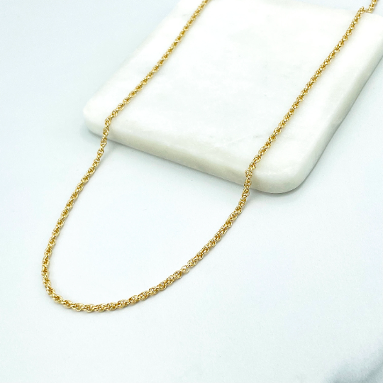 18k Gold Filled 3mm Singapore Link Chain, 16 Inches or 18 Inches Long, Classic