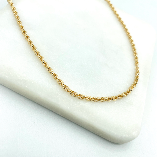 18k Gold Filled 3mm Singapore Link Chain, 16 Inches or 18 Inches Long, Classic