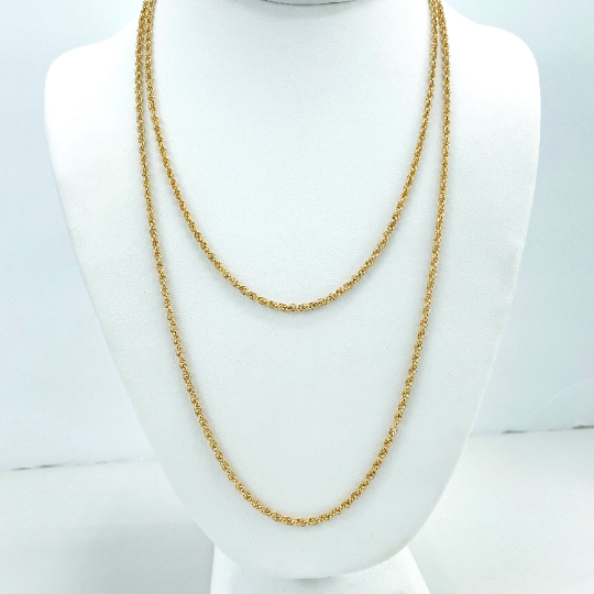 18k Gold Filled 3mm Singapore Link Chain, 16 Inches or 18 Inches Long, Classic