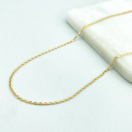 18k Gold Filled 1mm Paperclip Link Dainty Chain, 24 Inches Long, Classic