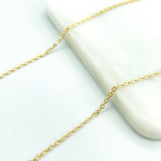 18k Gold Filled 1mm Paperclip Link Dainty Chain, 24 Inches Long, Classic