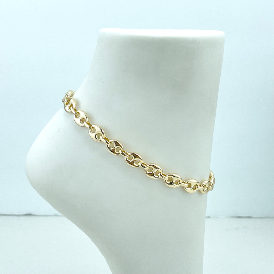 18k Gold Filled 8mm Puffy Mariner Style Link Chain, Necklace or Bracelet or Anklet