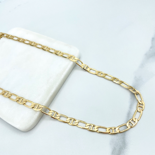 18k Gold Filled 6mm Thickness Flat Mariner Link Style