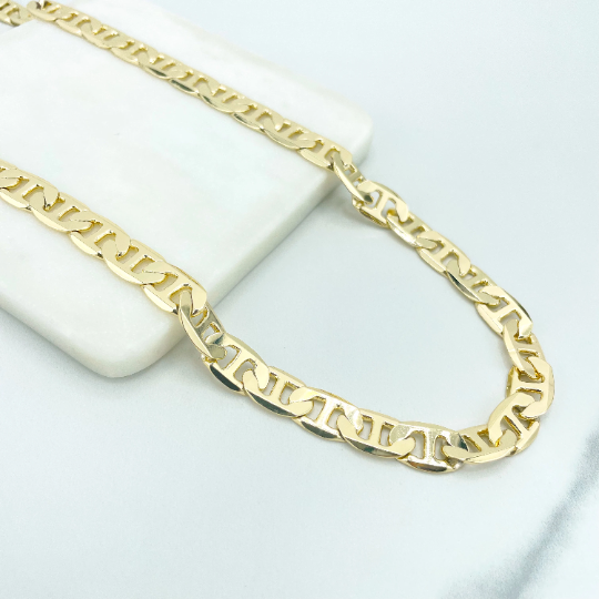 18k Gold Filled 8mm Thickness Polished Flat Mariner Link Style in 18 Inches Long