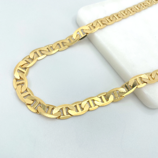 18k Gold Filled 9mm Thickness Polished Flat Mariner Link Style