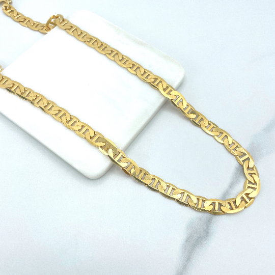 18k Gold Filled 9mm Thickness Polished Flat Mariner Link Style