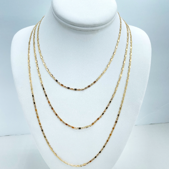 18k Gold Filled 2mm Thin Mariner Link Chain Flat Style