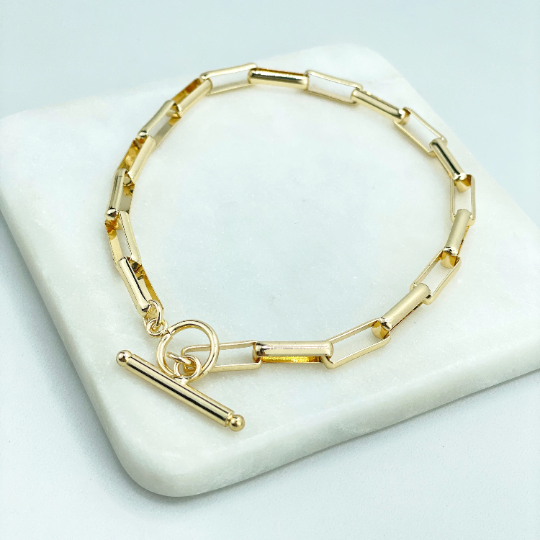 18k Gold Filled 5mm Paperclip Chain Link with Toggle Closure Claw Anklet, Classic Anklet, Wholesale