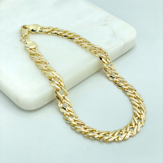 18k Gold Filled 8mm Curb Link Chain Anklet, Cuban Link Chain Style Anklet, Wholesale