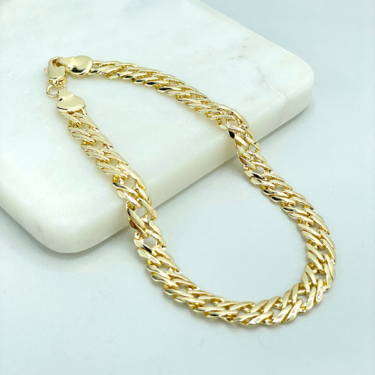 18k Gold Filled 8mm Curb Link Chain Anklet, Cuban Link Chain Style Anklet