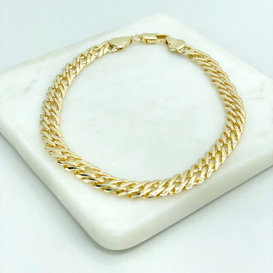 18k Gold Filled 8mm Curb Link Chain Anklet, Cuban Link Chain Style Anklet