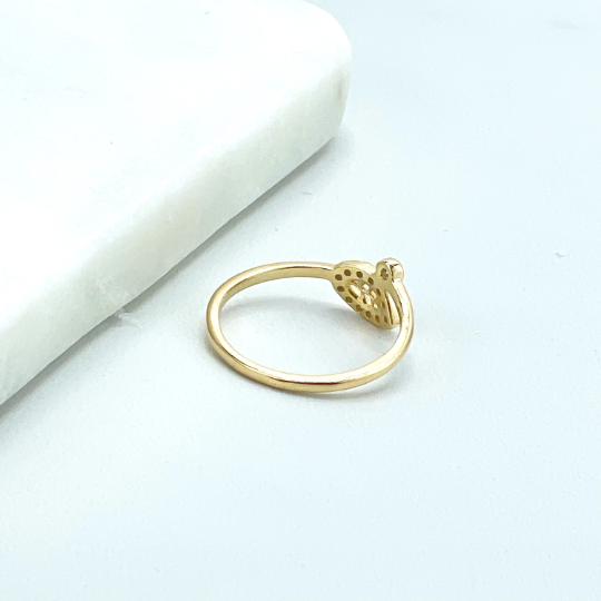 18k Gold Filled Front Leaf Shape featuring Clear Cubic Zirconia Ring, Wholesale