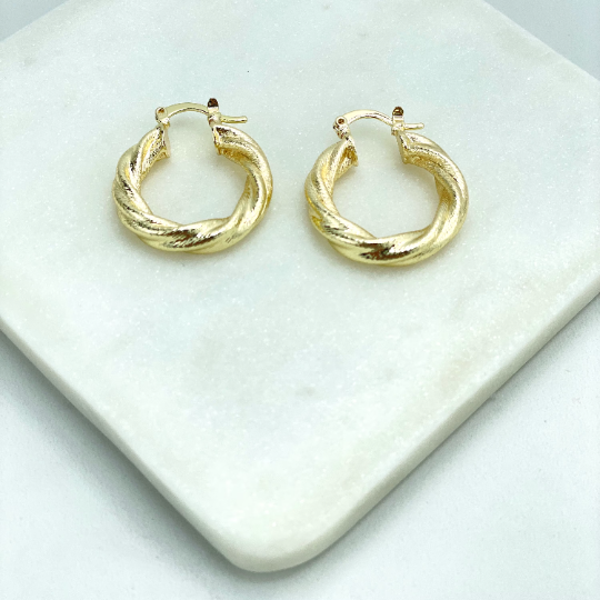 18k Gold Filled 25mm Twisted & Texturized Donut Hoop Earrings