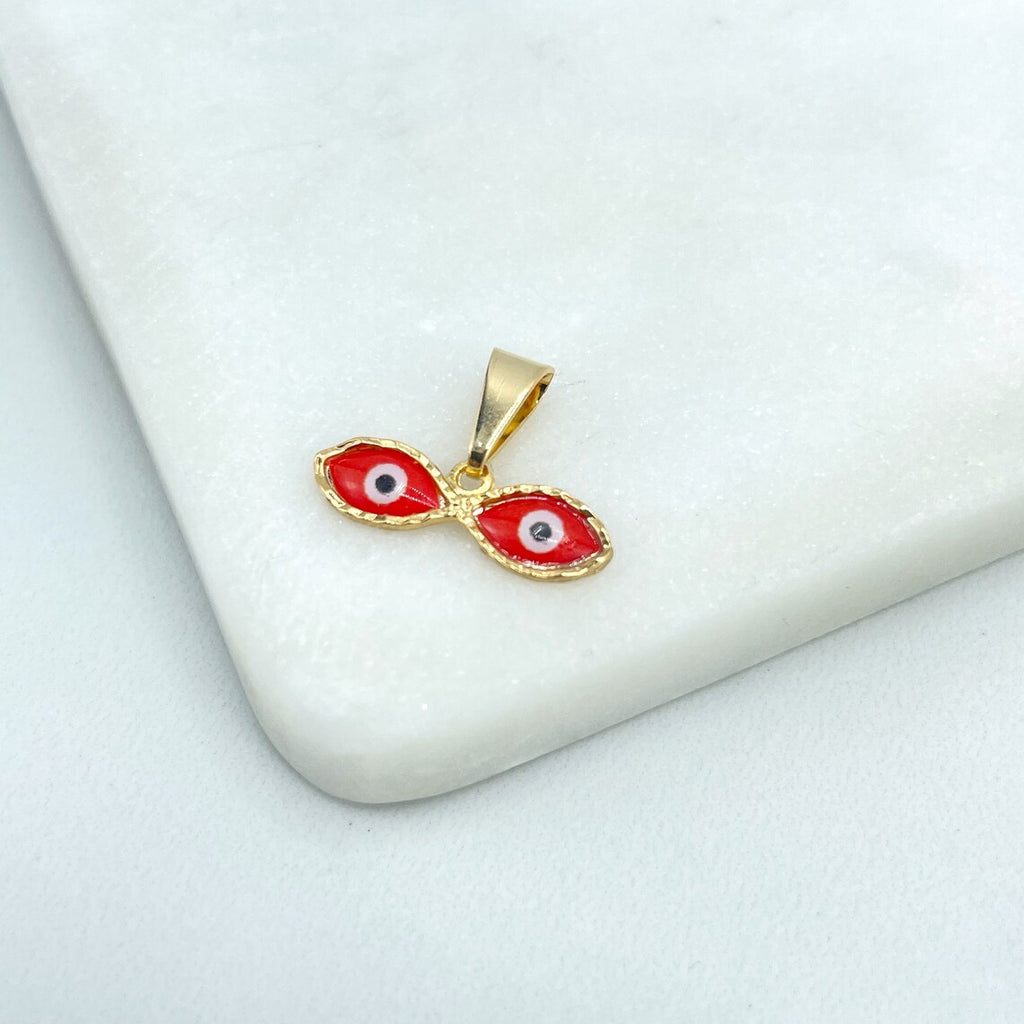 18k Gold Filled Enamel Colored Eyes Of Saint Lucy, Ojitos De Santa Lucia Lucky Charms