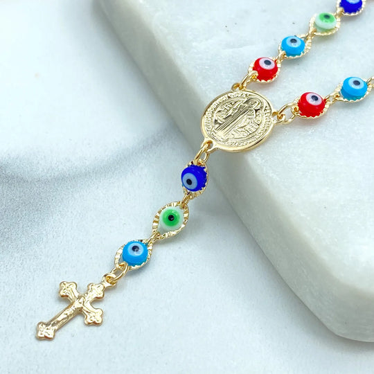 18K Gold Filled Evil Eye Rosary Necklace — Saint Benedict