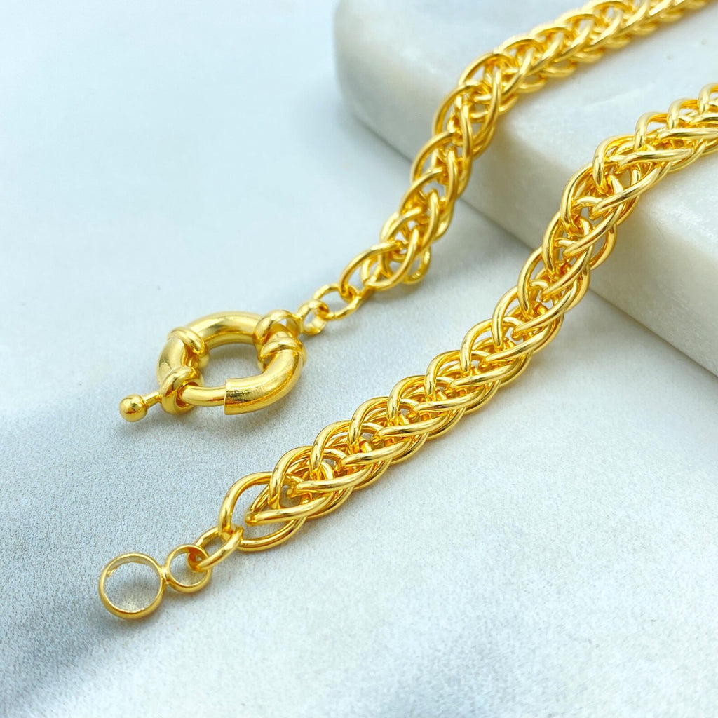 18k Gold Filled Chain Necklace and Bracelet Set, Spring Rings Closure, Elegant Statement Jewelry, Wholesale Jewelry