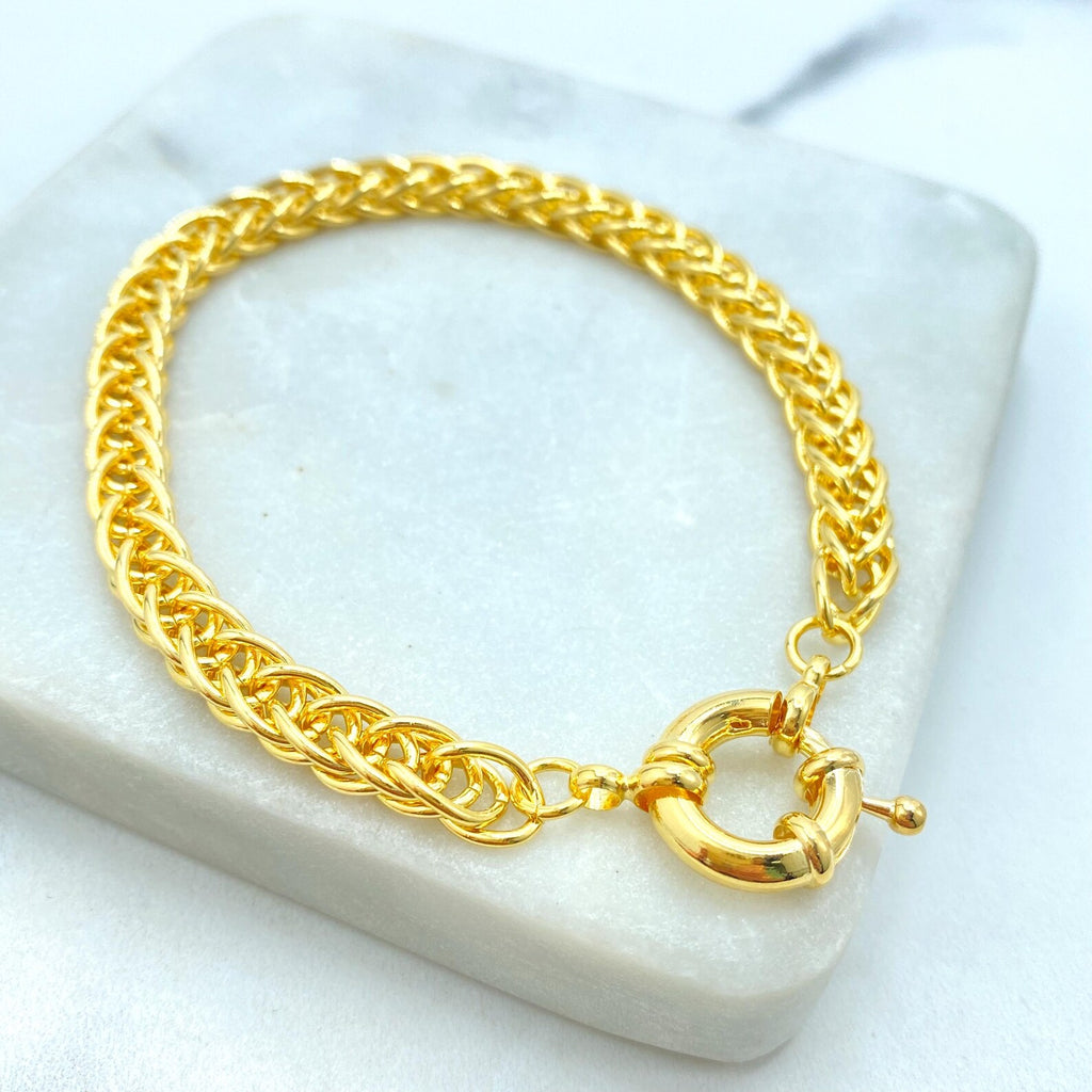 18k Gold Filled Chain Necklace and Bracelet Set, Spring Rings Closure, Elegant Statement Jewelry, Wholesale Jewelry