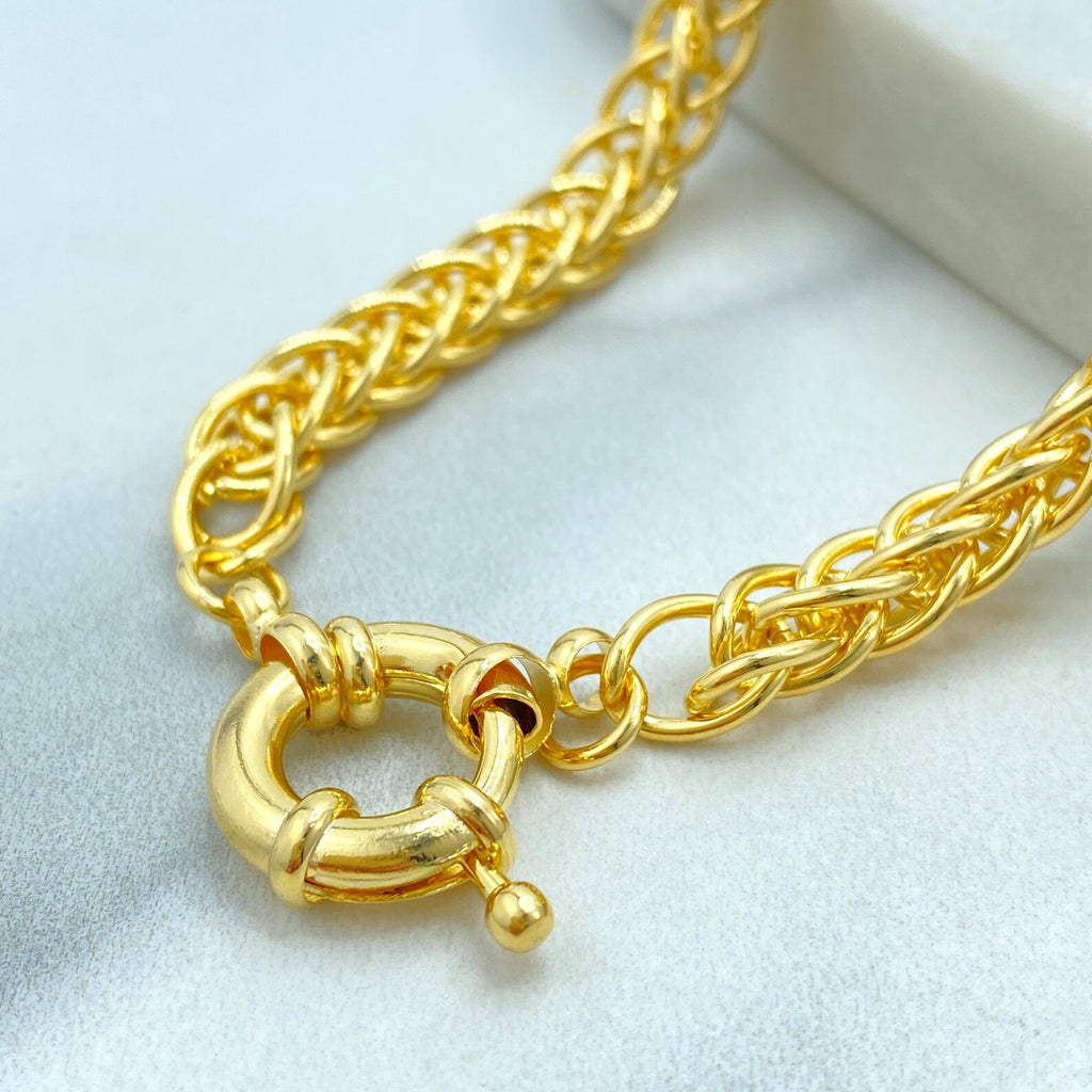 18k Gold Filled Chain Necklace and Bracelet Set, Spring Rings Closure, Elegant Statement Jewelry, Wholesale Jewelry