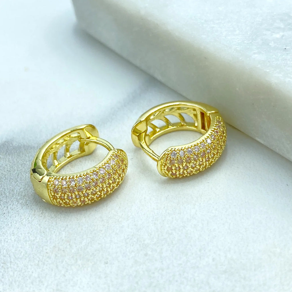18k Gold Filled Micro CZ Pave Huggie Earrings, Sparkling Hoop Design, Wholesale Jewelry