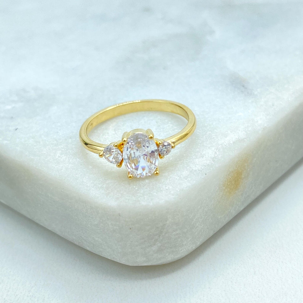 18k Gold Filled Colorful Oval Stone Rings, Elegant Multicolor CZ Rings, Wholesale Jewelry