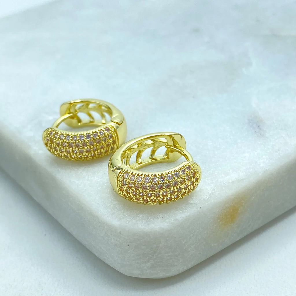 18k Gold Filled Micro CZ Pave Huggie Earrings, Sparkling Hoop Design, Wholesale Jewelry