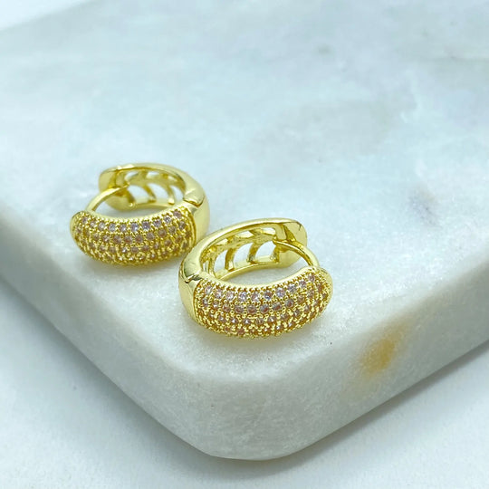 18k Gold Filled Micro CZ Pave Huggie Earrings, Sparkling Hoop Design, Wholesale Jewelry