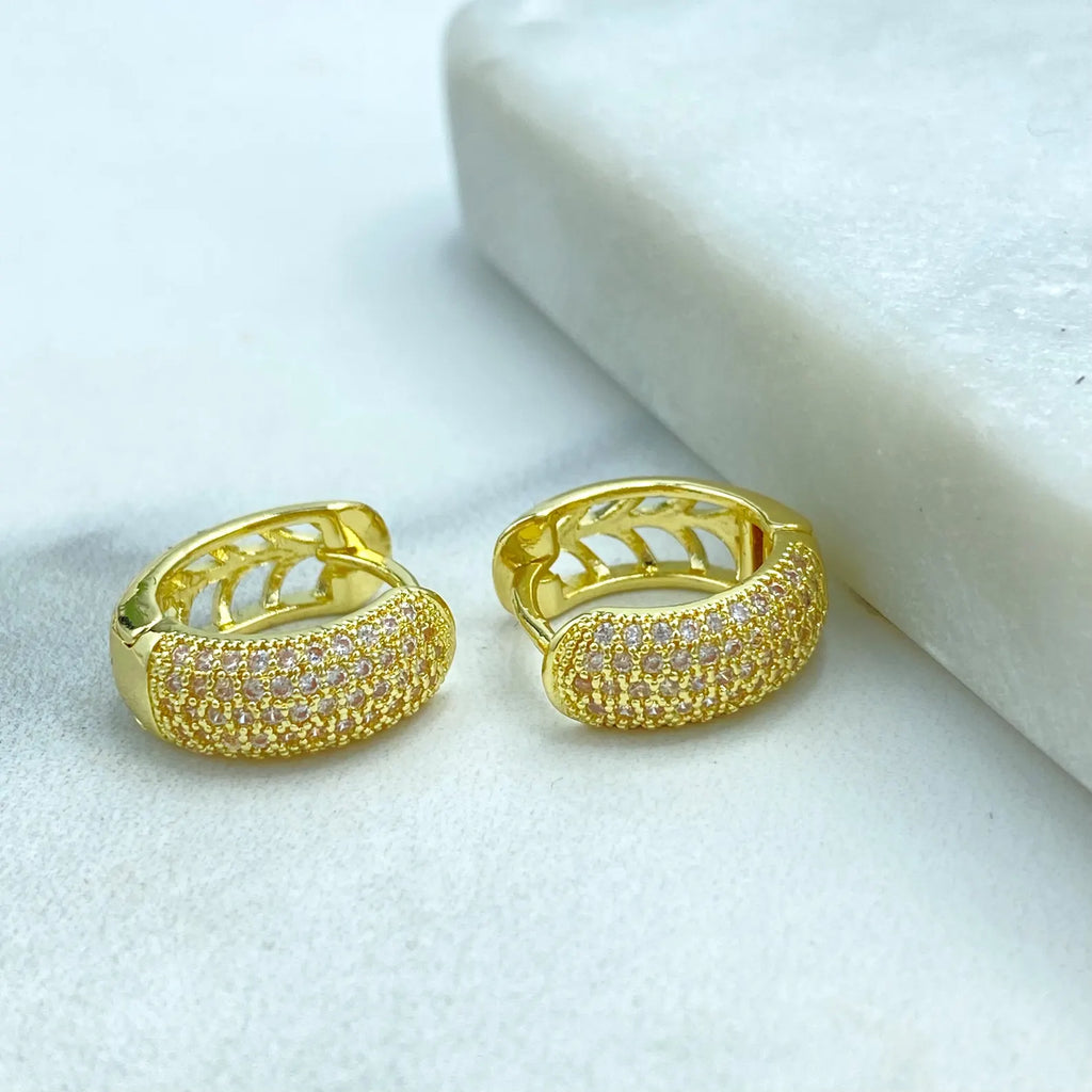 18k Gold Filled Micro CZ Pave Huggie Earrings, Sparkling Hoop Design, Wholesale Jewelry