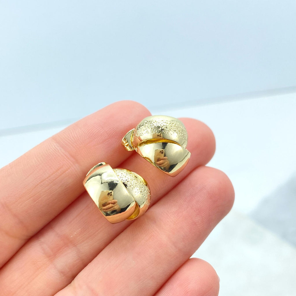 18k Gold Filled Textured Dome Stud Earrings, Chunky Layered Design, Wholesale Jewelry