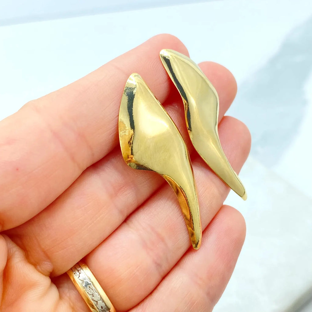 18k Gold Filled Modern Abstract Earrings, Sculptural Statement Design, Wholesale Jewelry