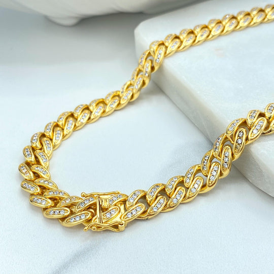 18K Gold Filled Iced Cuban Link Set — 10mm