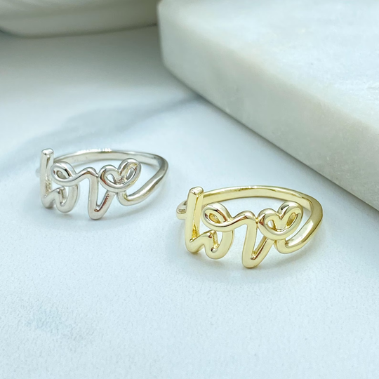 18K Gold Filled & Silver Filled, Love Ring