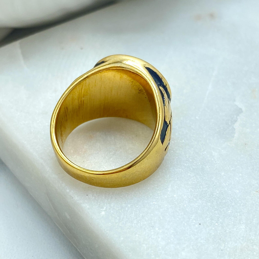 Stainless Steel Dollar Sign Ring, Gold Tone Money Symbol Ring, Vintage Style Statement Jewelry, Wholesale Jewelry