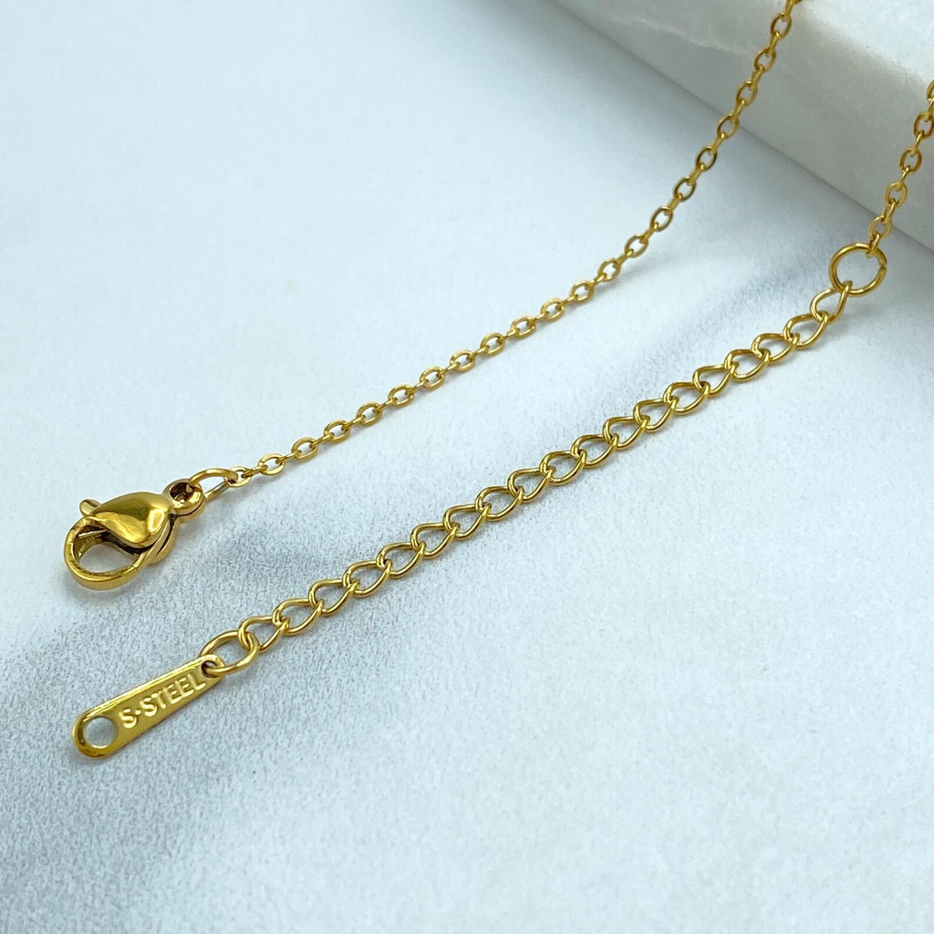 Stainless Steel Lock and Key Necklace, CZ Pave Padlock Pendant, Gold Chain Necklace, Dainty Statement Jewelry