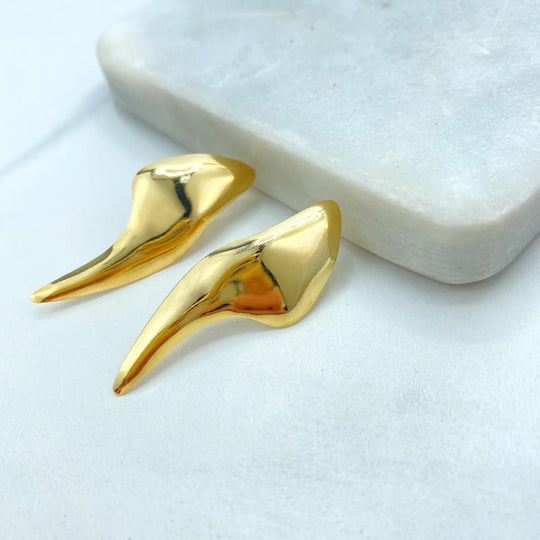 18k Gold Filled Modern Abstract Earrings, Sculptural Statement Design, Wholesale Jewelry