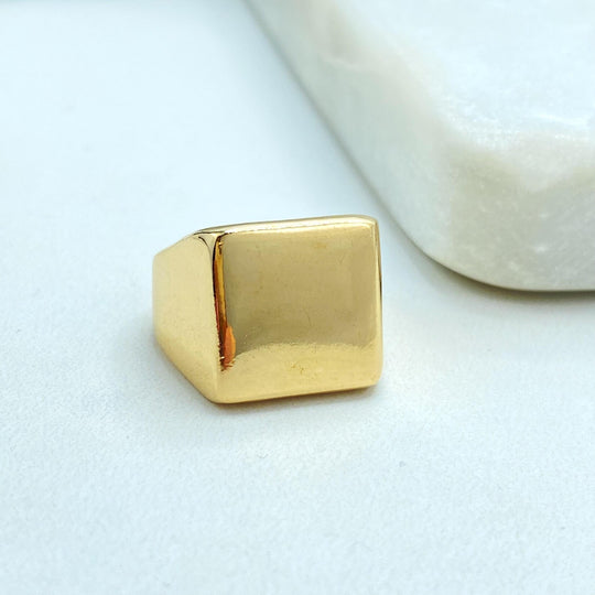 18k Gold Filled Pinky Ring, Square Chunky Design, Minimalist Statement Band, Wholesale Jewelry