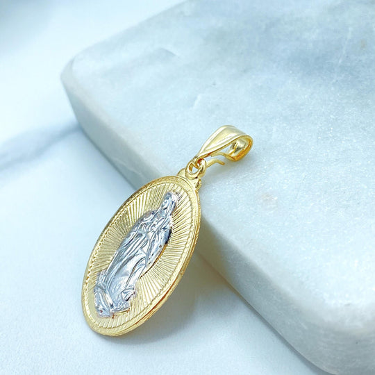 18K Gold Filled Two-Tone Miraculous Medal Pendant
