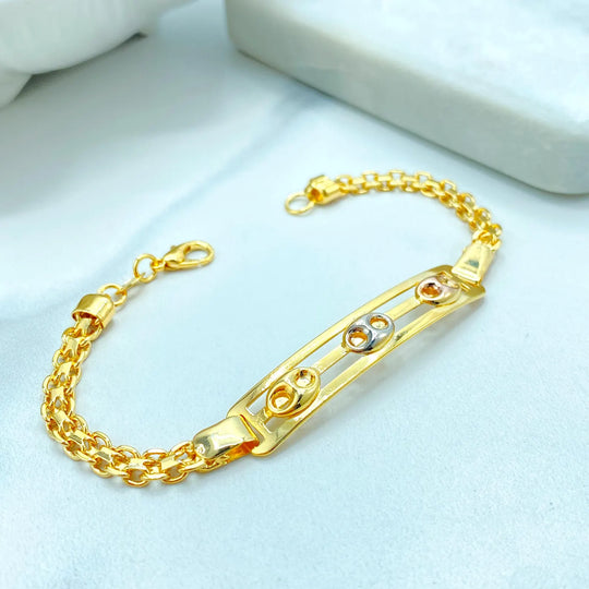 18K Gold Filled Three-Tone Mariner Link Bracelet