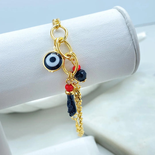 18K Gold Filled Evil Eye Charm Bracelet / Anklet
