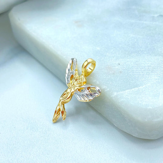 18K Gold Filled Two-Tone Angel Pendant