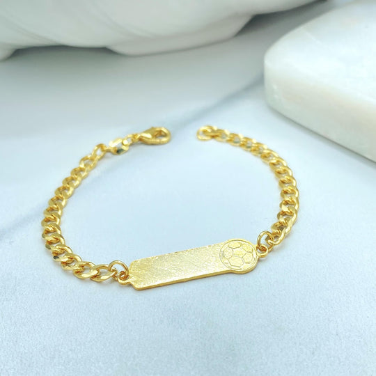 18K Gold Filled Kids Soccer ID Bracelet — 4mm