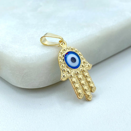 18K Gold Filled Hamsa Hand Pendant — Evil Eye