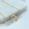 18K Gold Filled Figaro Necklace with Baby Phat Two-Tone Script Pendant