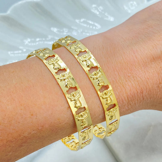 18K Gold Filled Divino Niño Bangle Bracelet — Cutout Design