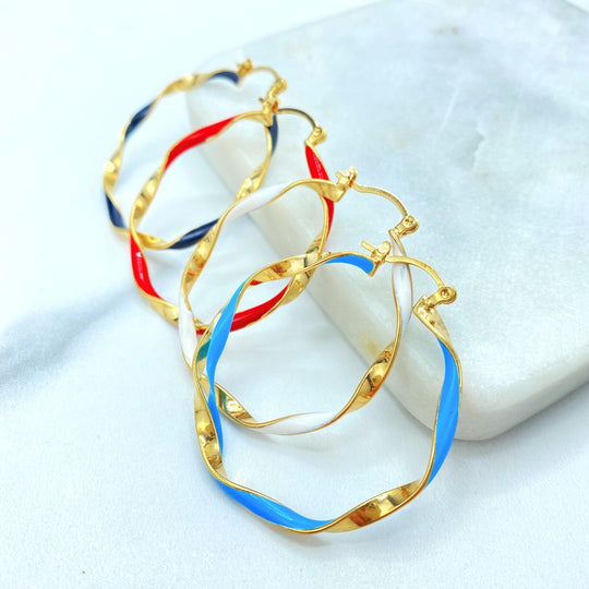18K Gold Filled Wavy Color Hoop Earrings — 41mm