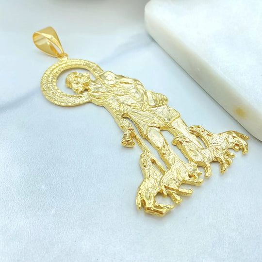 18K Gold Filled San Lazaro Pendant — Large Halo Charm