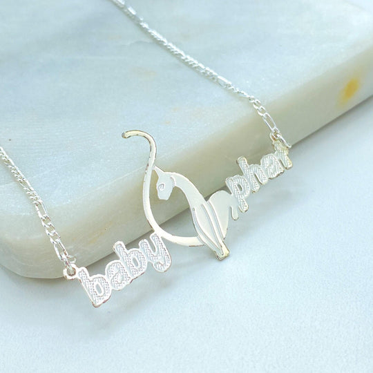 Silver Filled Baby Phat Nameplate Necklace with Figaro Chain