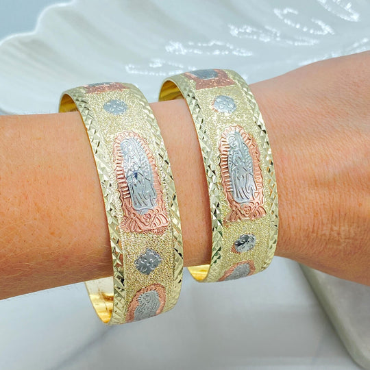 18K Gold Filled Guadalupe Cuff Bangle — Tri Tone