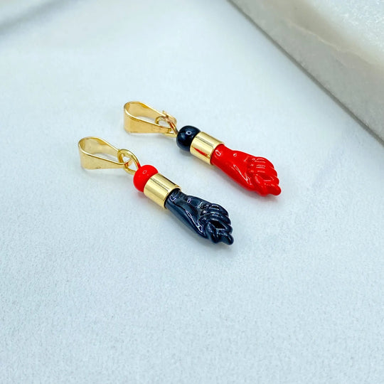 18K Gold Filled Figa Hand Charm — Enamel