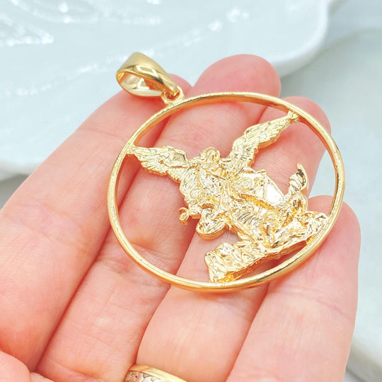 18K Gold Filled St. Michael Coin Pendant — Protector Medallion Charm